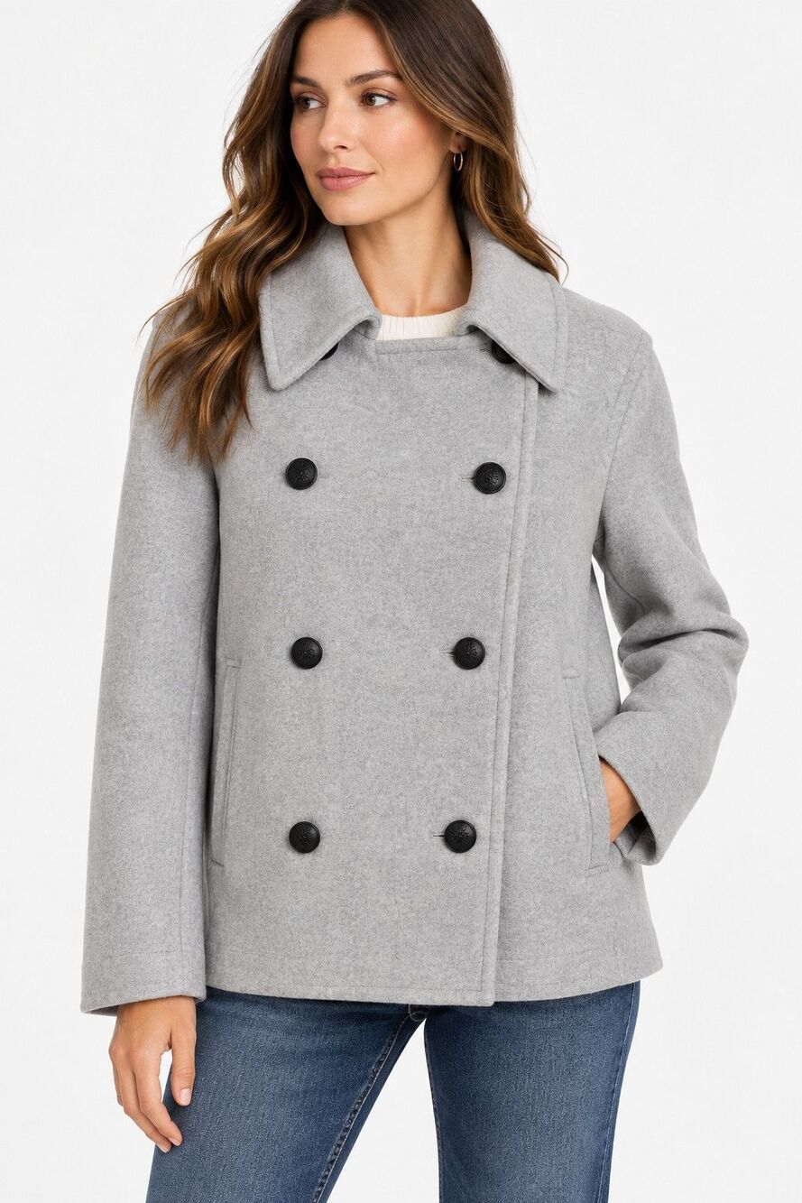 Rag & Bone Alfie Wool Blend Peacoat Women’s L Gray Double Breasted Jacket NEW